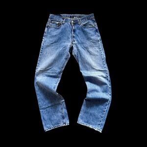 Levi's 501 Original Fit Jeans Sz 32x31 Button Fly Vintage Denim Distressed Hole